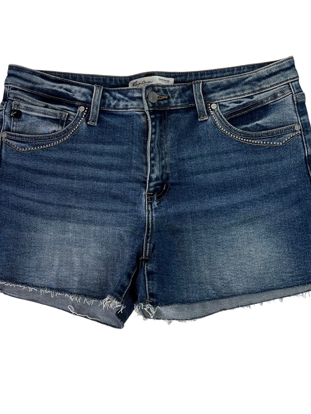 KanCan Women’s Blue Jean Denim Shorts Sz 10 (31) Raw Hems Distress Pockets